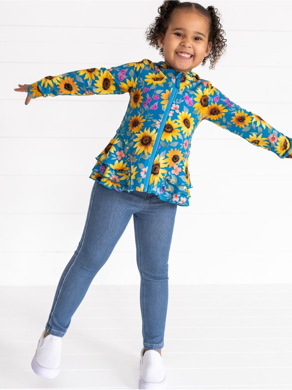 Little Sleepies Sunflower Fields Peplum Hoodie, Size 2T